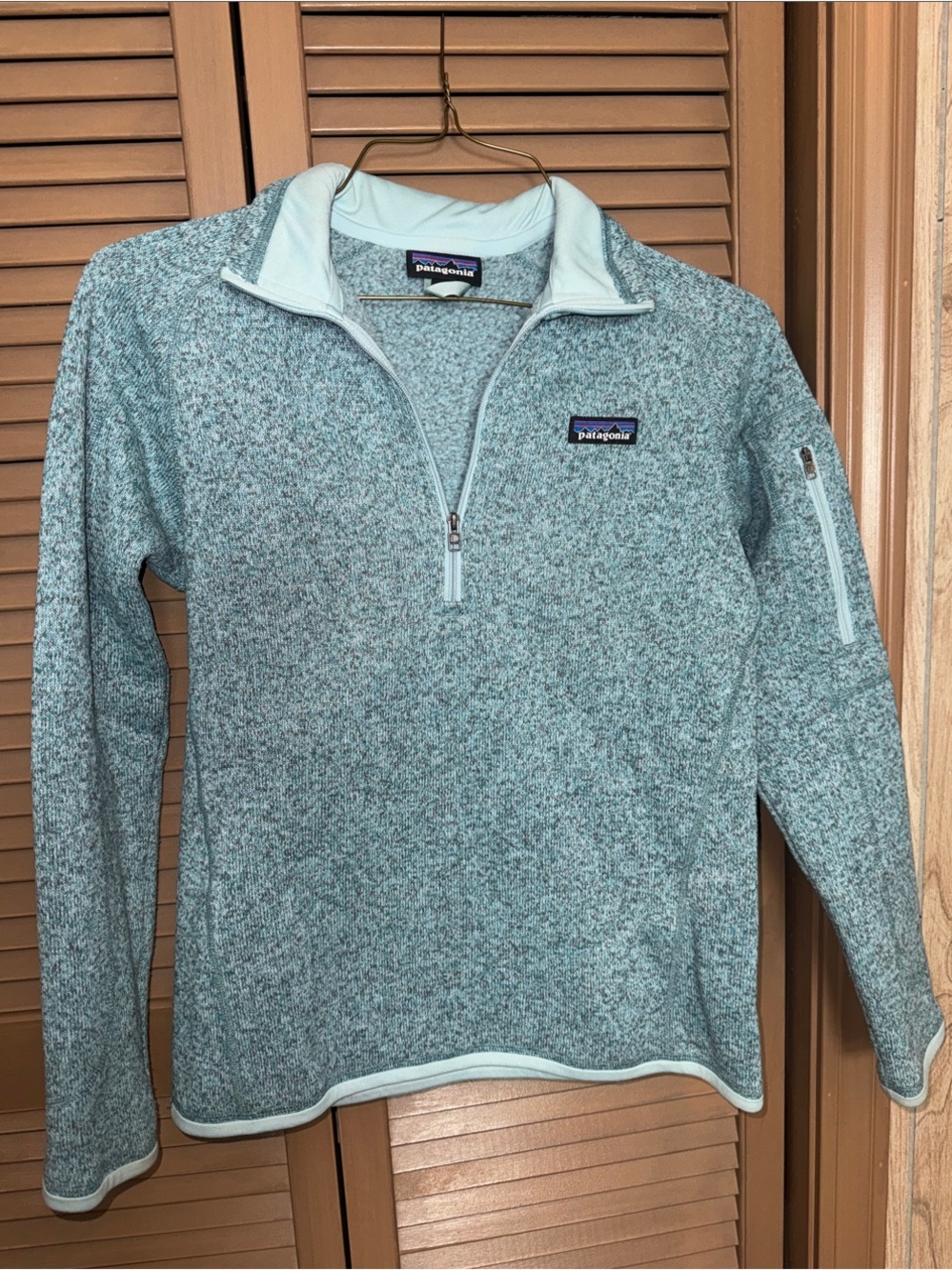 Patagonia Women's Heathered Pale Blue Quarter-Zip Pullover